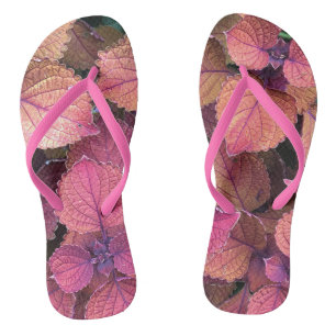 Burgund, Rosa, Creme-Blätter Flip Flops