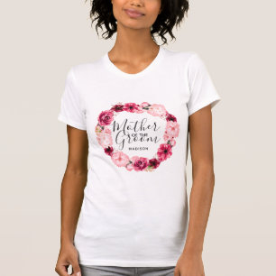 Burgund & Rosa Floraler Kranz Mutter des Bräutigam T-Shirt