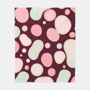 Burgund-Rosa-Mint-Organische Blob-Muster-Abstrakt Fleecedecke