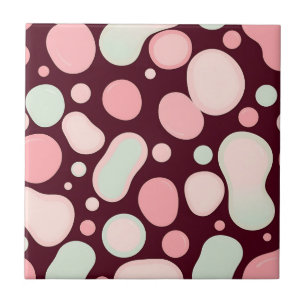 Burgund-Rosa-Mint-Organische Blob-Muster abstrakt Fliese