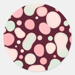 Burgund-Rosa-Mint-Organische Blob-Muster abstrakt Runder Aufkleber