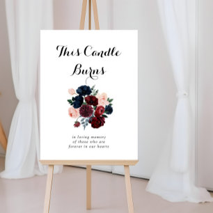 Burgund-Rosa-Navy-Blumen Dieses Kerze Brennt Schil Poster