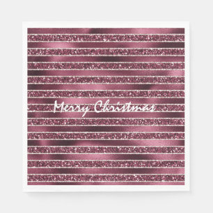 Burgund Rosa Rose Gold Glitzer Streifen Serviette