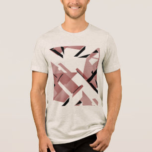 Burgund-Rosa-Schwarze-Formen Abstract MCM-inspirie Tri-Blend Shirt