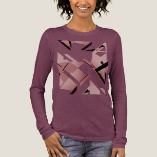 Burgund-Rosa-Schwarze Formen abstrakt MCM-inspirie Tri-Blend Shirt