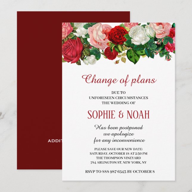 Burgund Rose Blumengarten Blume Hochzeit Einladung (Vorne/Hinten)