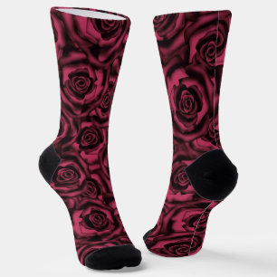 Burgund-Rose Blumenmuster Socken