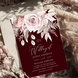 Burgund & Rosé Designer Dusty Rose Hochzeit Einladung