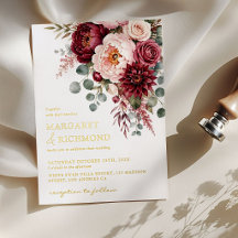 Burgund & Rose Echtgold Elegante Florale Hochzeit
