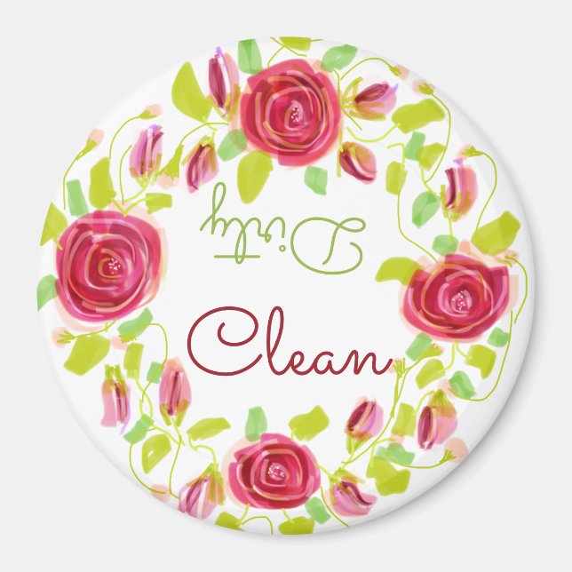 Burgund-Rose Gemustert Magnet (Vorne)