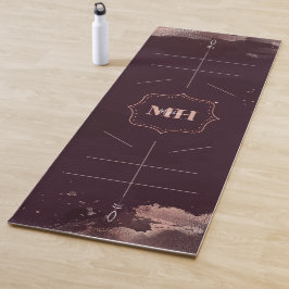 Burgund & Rose Gold, Body Alignment Lines Custom Yogamatte