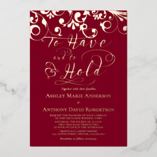 Burgund Rose Gold Foil halten müssen Hochzeit Folieneinladung