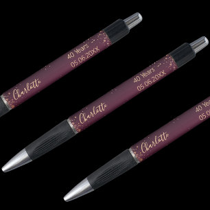 Burgund Rose Gold Geburtstagsnahrung Kugelschreiber