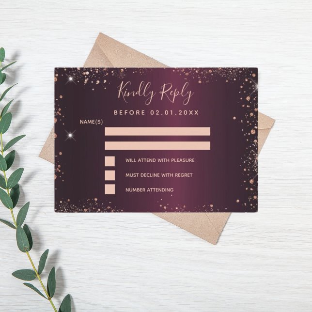 Burgund Rose Gold UAWG Mitteilungskarte (Von Creator hochgeladen)