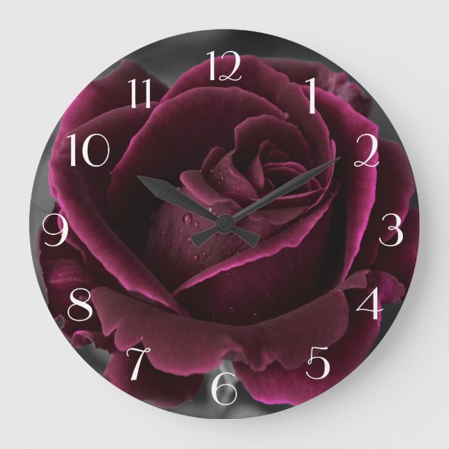 Burgund-Rose Große Wanduhr (Vorderseite)