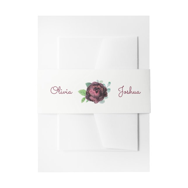 Burgund Rose Hochzeit Einladung Belly Bands Einladungsbanderole (Vorderseite Beispiel)