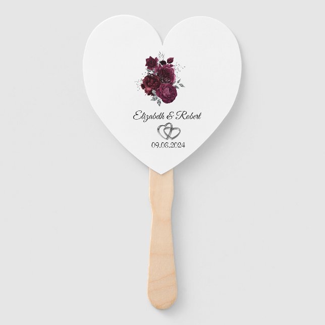 Burgund-Rose Hochzeit Fächer (Rückseite)