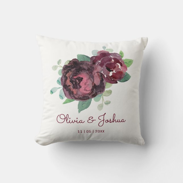 Burgund-Rose Hochzeit Kissen (Vorderseite)