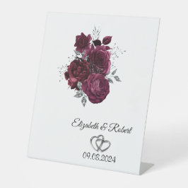 Burgund-Rose Hochzeit Sockelschild