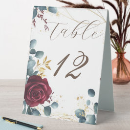 Burgund Rose Hochzeit Tischnummer Tischaufsteller