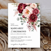 Burgund & Rose Moderne Elegante Hochzeitsblumen