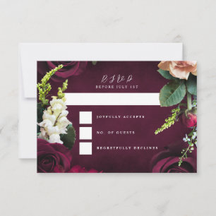 Burgund Rose Ranunculus Hochzeitlandschaft RSVP Karte