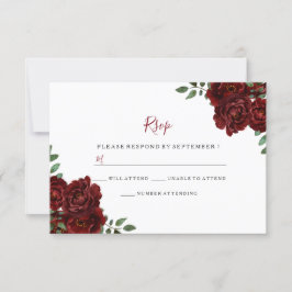 Burgund Rose Romantischer Hochzeitsrop RSVP Karte