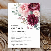 Burgund & Rosé Rustikale Elegante Florale Hochzeit