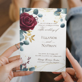 Burgund-Rose und moderne Hochzeit Einladung