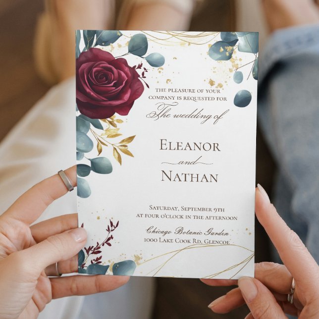 Burgund-Rose und moderne Hochzeit Einladung (Von Creator hochgeladen)