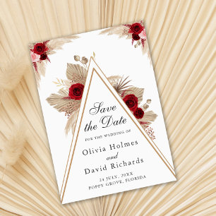 Burgund-Rose und Pampas-Gras-Save the Date-Karte Save The Date