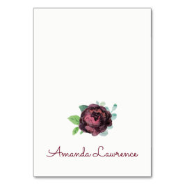 Burgund Rose Wasserfarben Personalisierte Platzkar Tischnummer