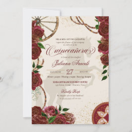 Burgund Rose Western Ranch Charro Quinceanera Einladung
