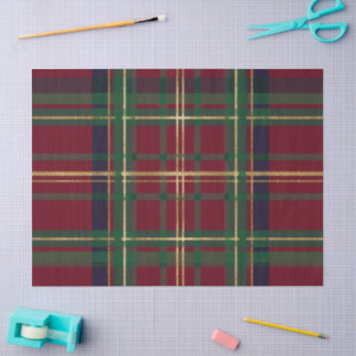 Burgund-Rot Grün Tartan Seidenpapier