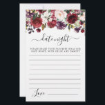 Burgund Rot Rosa Blütenpinsel Morgenkarte<br><div class="desc">Ein schöner bordeauxroter und rosafarbener Blumenrand thront auf dieser Date Night Card. Koordiniert mit der Rosive Brautparty Collection.</div>