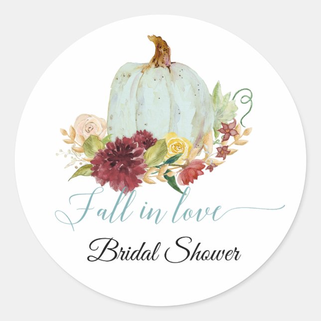 Burgund Rote Flora Fall Liebe Pumpkin Bridal Runder Aufkleber (Vorderseite)