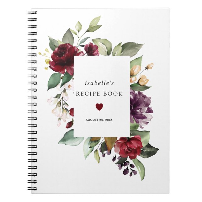 Burgund Rote Rose Blumenrezeptur Buch (Vorderseite)