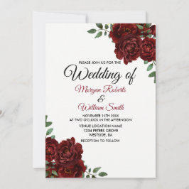 Burgund Rote Rose Romantische Hochzeitseinladung Einladung