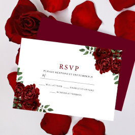 Burgund Rote Rose Romantische Jede Anlässe RSVP Karte