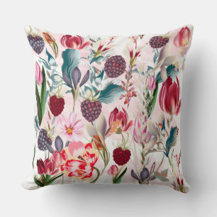 Burgund Rote Rustikale Blume Blumenlandschaft Kissen