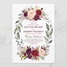Burgund Roter Blumenreath Rustikale Hochzeit