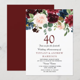 Burgund Roter Wein 40. Hochzeitstag Einladung