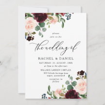 Burgund Roter Wein & Blush Moderne Hochzeit