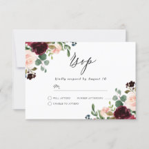 Burgund Roter Wein & Blush Moderne Hochzeit