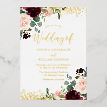 Burgund Roter Wein Hochzeit Golden Sparkle