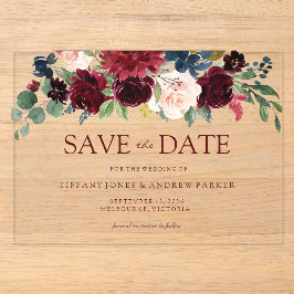 Burgund Roter Wein Save the Date Acryleinladungen