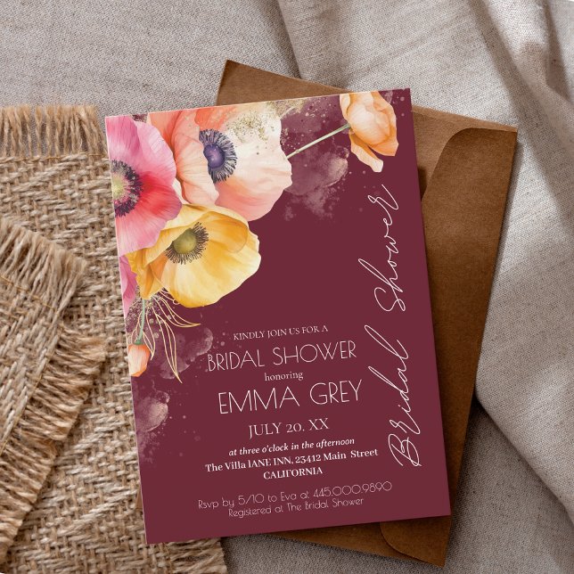 Burgund & Rotes Brautparty Einladung (Von Creator hochgeladen)