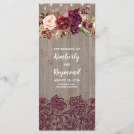 Burgund-Rustikale Hochzeitsprogramme Programm