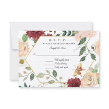 Burgund Rustikales Blush Floral Watercolor Kraft U