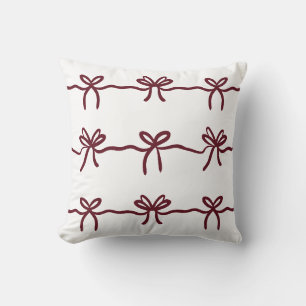 Burgund-Schleife Modern Minimal Einfach Weiß Elega Kissen